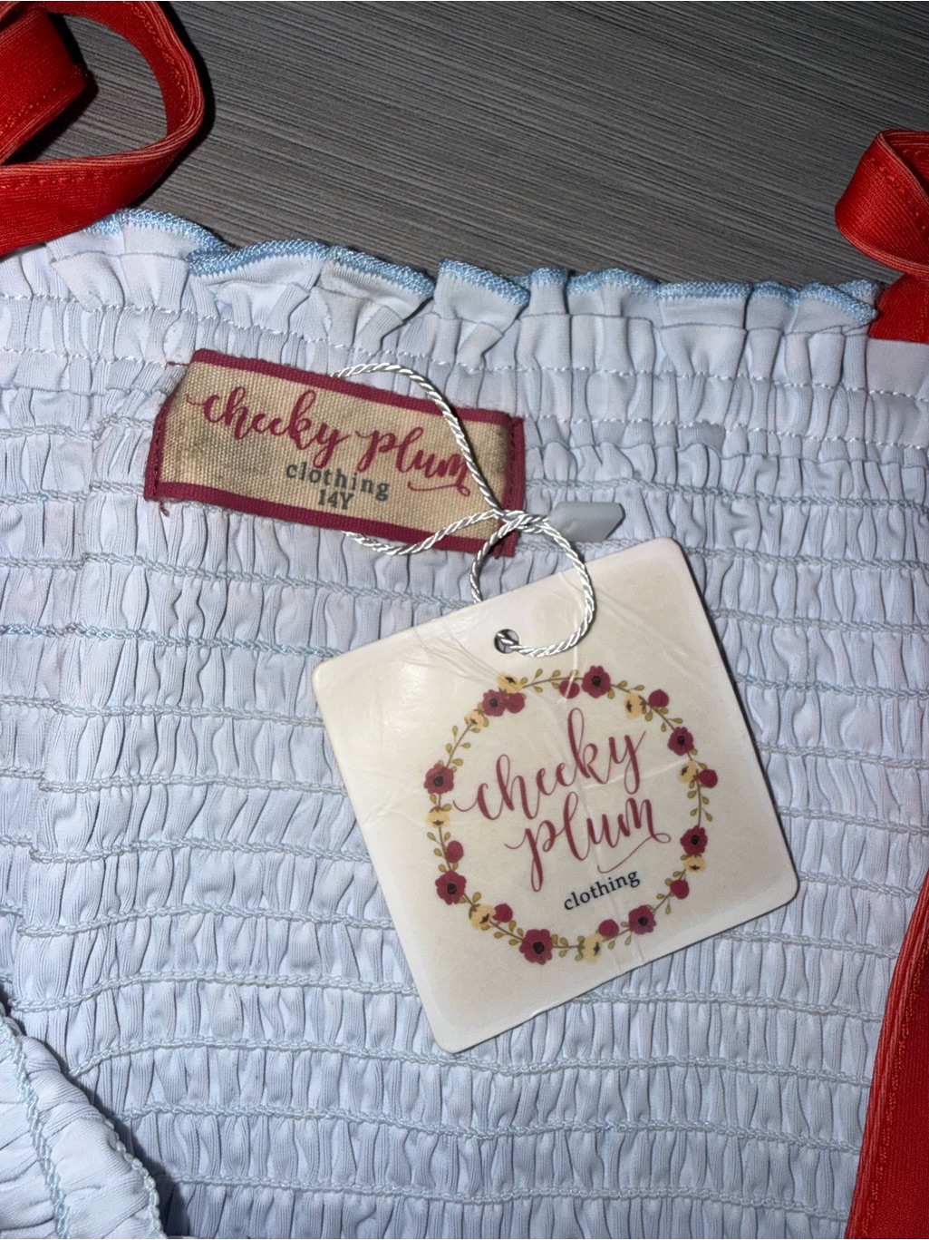 Cheeky Plum Blue Star Smocked Bikini With Red Trim — image 3 of 5